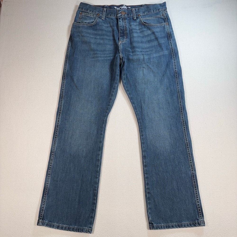 Wrangler Retro Relaxed Bootcut Jeans Mens 36x32 Blue Cotton Cowboy Western Denim